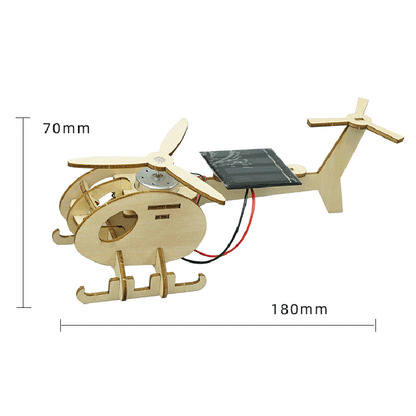 DIY Wooden Solar Powered Helicopter Toy Steam Educational Pupil Ornaments Parent Child Games