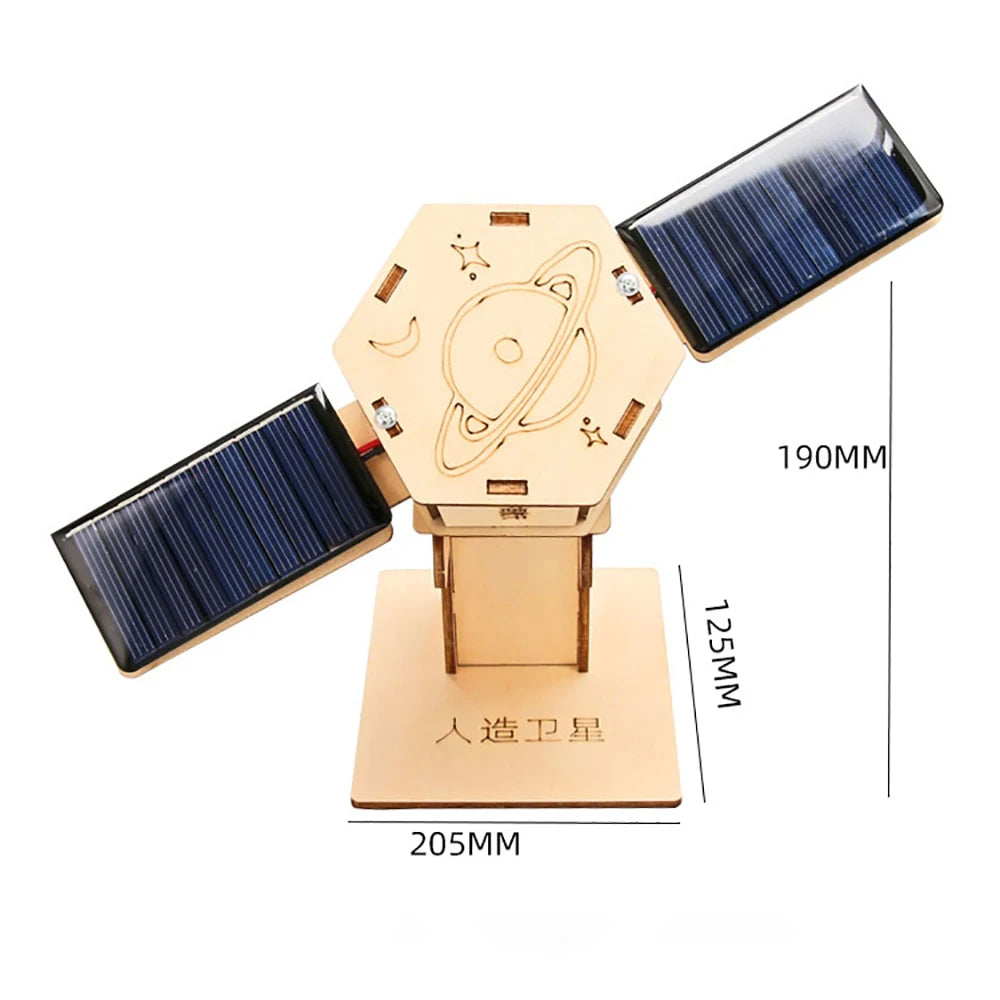 Artificial Satellite Celestial Body Model Pendant Solar Energy DIY Scientific Training Wooden Experimental Equipment Steam Toy