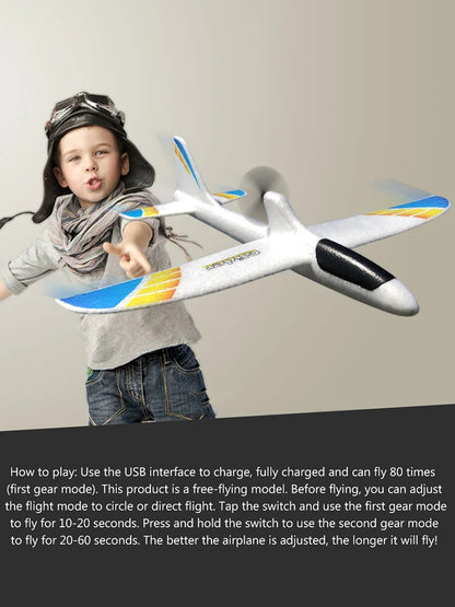 Airplanes Luminous USB Charging Electric Hand Throwing Glider Soft Foam Coloured Lights DIY Model Launch Toy for Children Gift