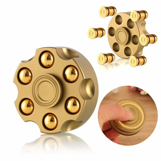 Drop Shipping Revolver Bullet Cylinder Hand Fidget Spinner Metal Copper Bullet Aluminum Alloy ADHD Adult Game Kid Gift Metal