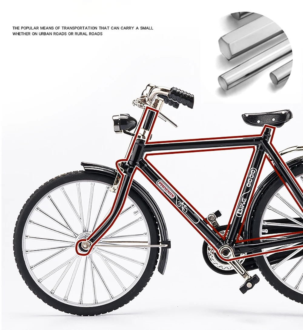 1:10 Bike Classic Bicycle Alloy Toy DIY Assembling Puzzle Gift for Children Model Collection Hobby