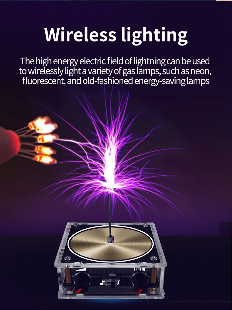 Bluetooth Music Tesla Coil Arc Plasma Loudspeaker Wireless Transmission Touchable Artificial Lightning Education Experiment Toy