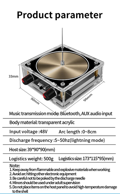 Bluetooth Music Tesla Coil Arc Plasma Loudspeaker Wireless Transmission Touchable Artificial Lightning Education Experiment Toy