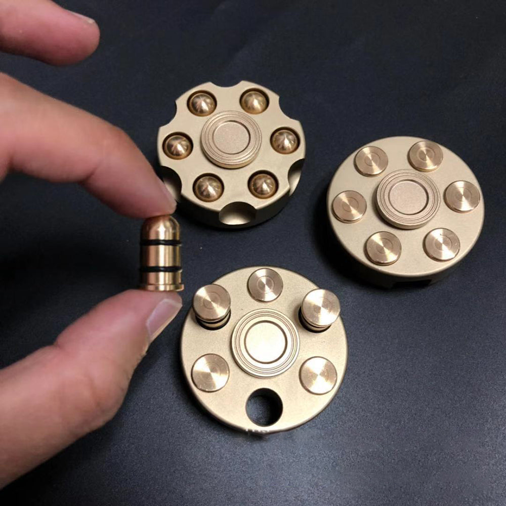 Drop Shipping Revolver Bullet Cylinder Hand Fidget Spinner Metal Copper Bullet Aluminum Alloy ADHD Adult Game Kid Gift Metal