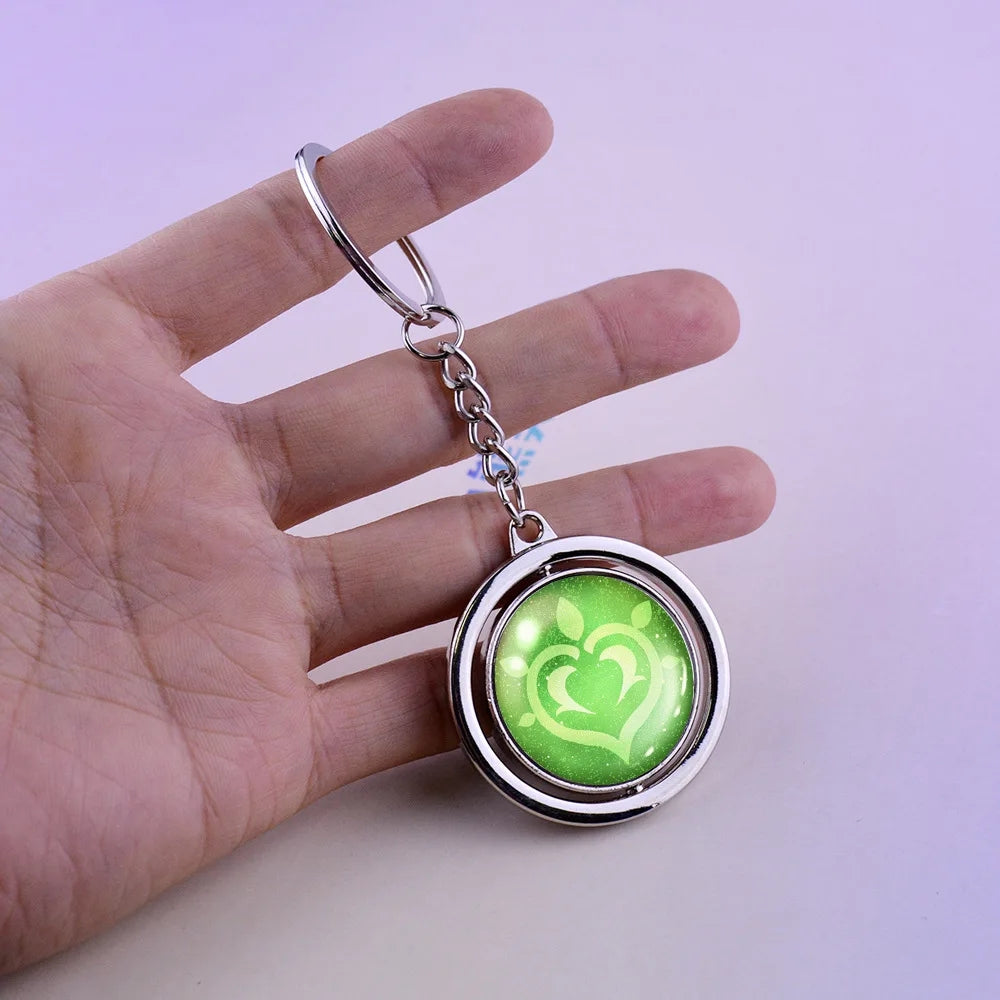 Genshin Oculi Crystal Impact Keychain Night Glow In Dark Elemental Reactions Anime Collection