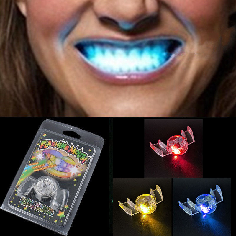 Flashing Mouth Party Halloween Trick or Treat Funny LED Light Up Game Dental Braces Glow in Dark Toy