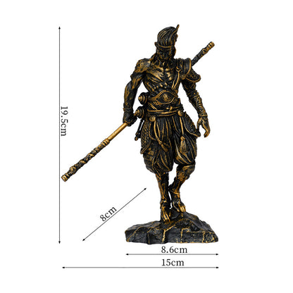 Black Myth Wukong Figurine Journey to The West Mythical Legends Story Golden Hoop Rod Band-Tightening Spell, 19.5cm Height, Antique Copper Color, PVC Material