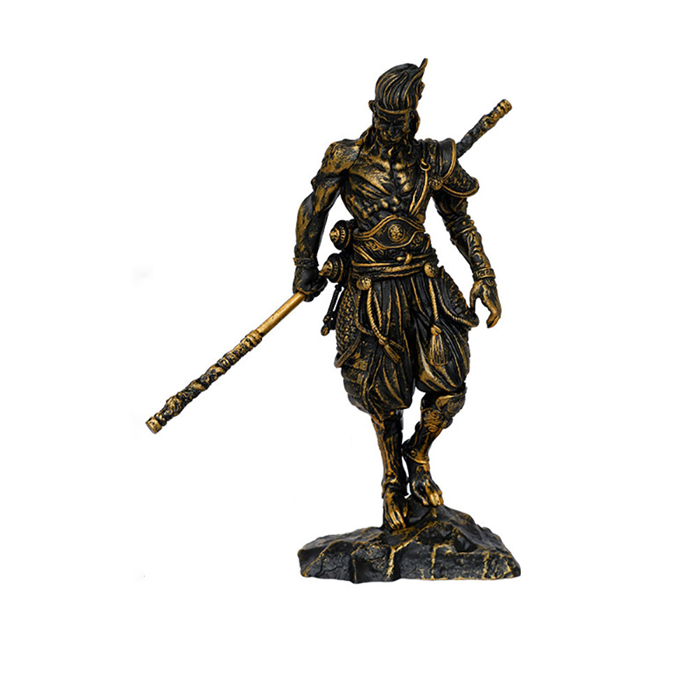 Black Myth Wukong Figurine Journey to The West Mythical Legends Story Golden Hoop Rod Band-Tightening Spell, 19.5cm Height, Antique Copper Color, PVC Material