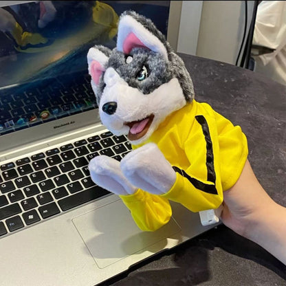 Hand Puppet Toys Cosplay Bruce Lee Plush Boxing Huskies Sound Toy