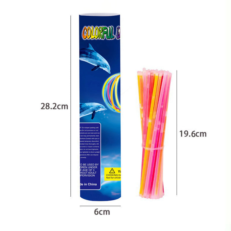 Christmas Party Neon Glowstick Light 100 Pcs Colorful Funny Game Glow in the Dark Fluorescent Bracelet Toy For Children