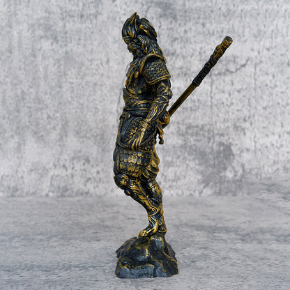 Black Myth Wukong Figurine Journey to The West Mythical Legends Story Golden Hoop Rod Band-Tightening Spell, 19.5cm Height, Antique Copper Color, PVC Material