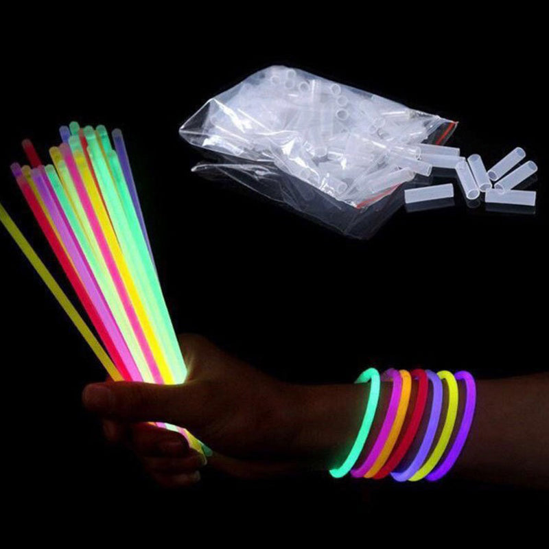 Christmas Party Neon Glowstick Light 100 Pcs Colorful Funny Game Glow in the Dark Fluorescent Bracelet Toy For Children