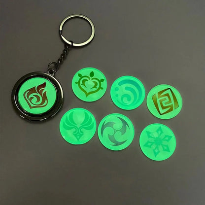 Genshin Oculi Crystal Impact Keychain Night Glow In Dark Elemental Reactions Anime Collection