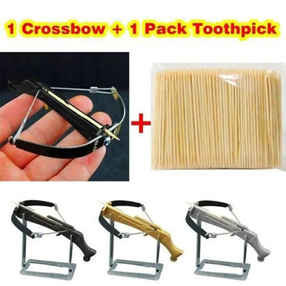 1 Super Mini Toothpick Crossbow Arrow DIY Toy for Boys Gift Key Chain Plastic Launch Outdoor Wire Rope Assembly Bowstring